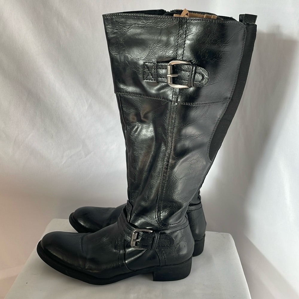 Baretraps black tall boots size 6 ridding style elastic for more give